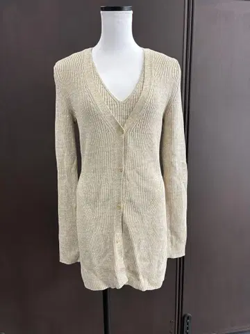 Hugo BOSS 리브 가디건, 슬리브리스 니트 상의 세트