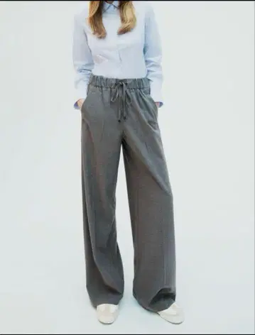 ZARA 인기 허리 밴딩 와이드 레그 팬츠