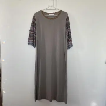 사토 섬유 iines 그레이 반팔 롱 니트 원피스