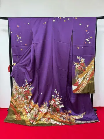 보라색 꽃무늬 후리소데 에바 미재단 상품