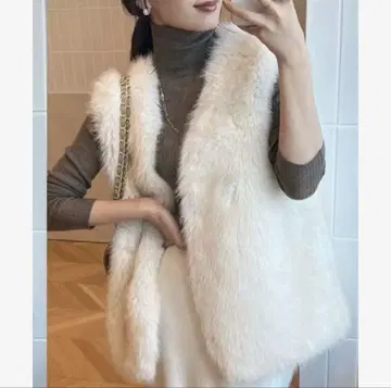 anuans 아뉴앙스 숏 퍼 베스트 아이보리