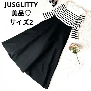 [ 새상품급 ] JUSGLITTY 보더 절개 니트 원피스 롱