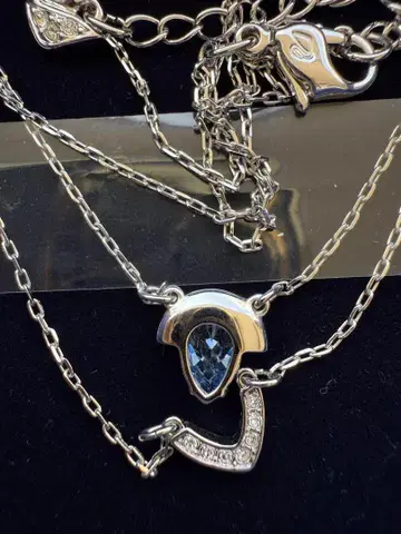 스와로브스키 2연 목걸이 블루