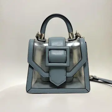 ZARA 클리어 핸드백 숄더 스트랩 포함 블루 그린