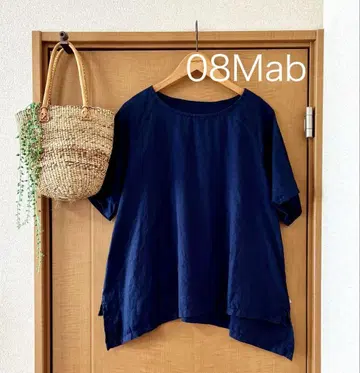 새상품급! 08Mab 린넨 100% 네이비 풀오버 7~8천엔 정도의 상품