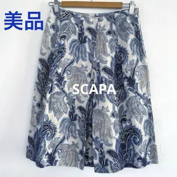 SCAPA 꽃무늬 페이즐리 플레어 스커트 베이지 네이비 40 L