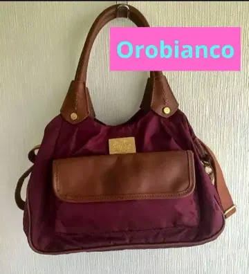 Orobianco 오로비안코 와인 레드 나일론 가죽 핸드백