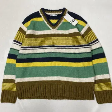 미사용 ZARA 자라 남성용 멀티 보더 V넥 니트