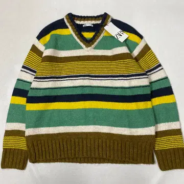 미사용 ZARA 자라 남성용 멀티 보더 V넥 니트