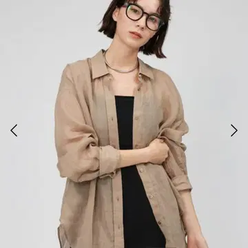 스테디셀러 BABYLONE 라미 시어 오버 셔츠 린넨 베이지