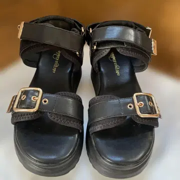 버클 벨트 통굽 샌들 블랙 L/23.5~24.5cm