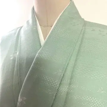 5k2573 기모노 이중 기모노 코몬 그린 꽃무늬 일본 의류