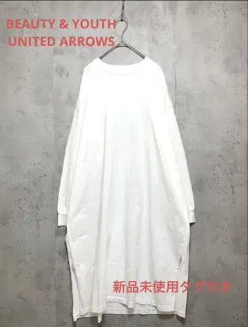유나이티드 애로우즈 화이트 티셔츠 긴팔 원피스 여성용