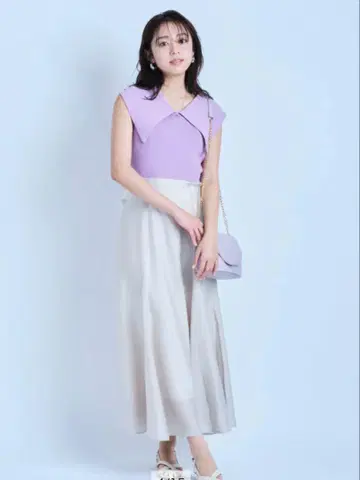 JUSGLITTY Web 한정판 카라 니트 도킹 원피스