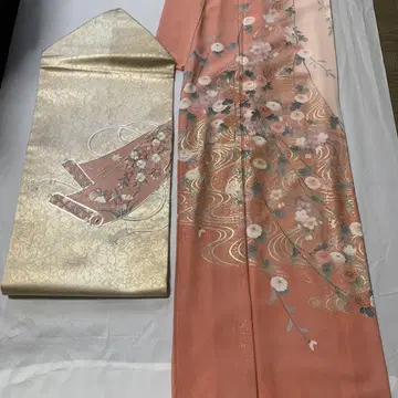 순수 실크 호몬기 나고야 오비 세트