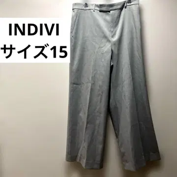 [ 새상품급 ] INDIVI 워셔블 샴브레이 와이드 팬츠 3L 빅 사이즈