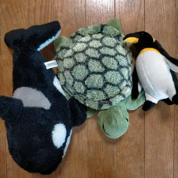고래 거북이 펭귄 봉제 인형 3체 세트