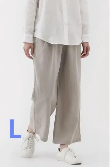 무인양품 린넨 워싱 이지 와이드 팬츠