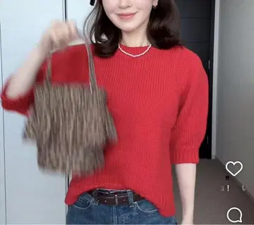 미라 오웬 로 게이지 퍼프 슬리브 니트 풀오버