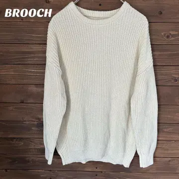 [ 브로치 ] BROOCH 코튼 니트 스웨터 긴팔 M