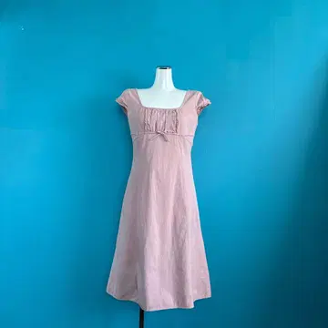 833 질스튜어트 핑크 A라인 퓨어 원피스 리본 프릴 2