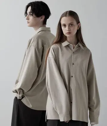 CLEL 벌룬 소매 루즈 레귤러 카라 셔츠
