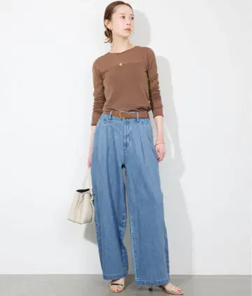 SLOBE IENA 와이드 레그 데님 라이트 블루