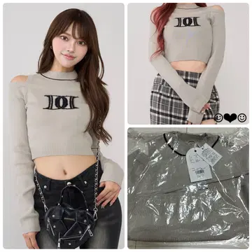Darich 레이어드 라이크 로고 니트탑 그레이 라스트 1점