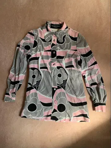 여성 빈티지 Pierre Cardin 빈티지 플라워 패턴 긴팔 셔츠