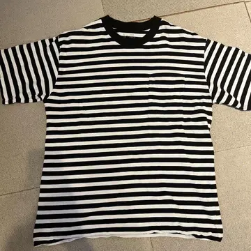 새상품급 MUJI Labo 무지 라보 보더 크루넥T셔츠 L-XL
