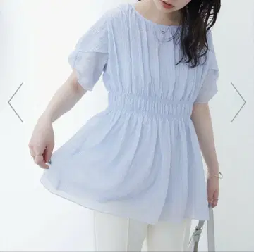 natural couture 꼬임 소매 페플럼 튜닉