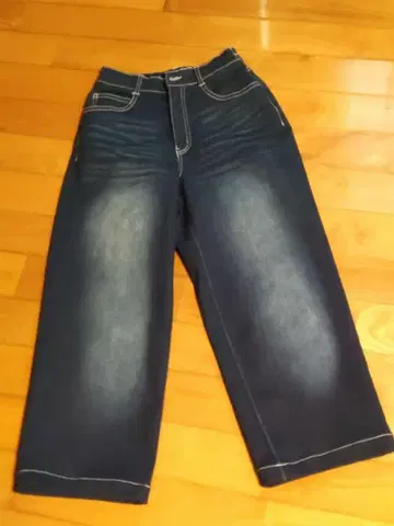 와이드 레그 데님 38 사이즈 다크 블루