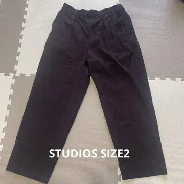 Studios 체크 무늬 와이드 슬랙스 다크 퍼플 색상