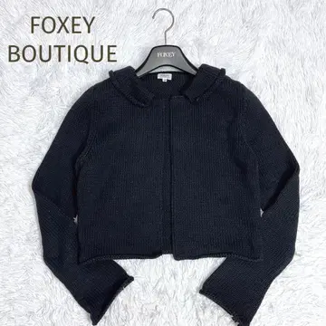 새상품급 FOXEY BOUTIQUE 카라 부착 니트 가디건 네이비 40