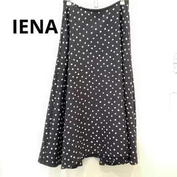 새상품급 IENA 이에나 아트 프린트 플레어 스커트 네이비 도트 일본제
