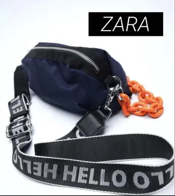 [미사용] ZARA 나일론 크로스 바디백 텍스트 & 체인