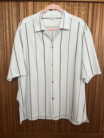 스티븐 알란 스트라이프 오픈 카라 셔츠 레이온 XL