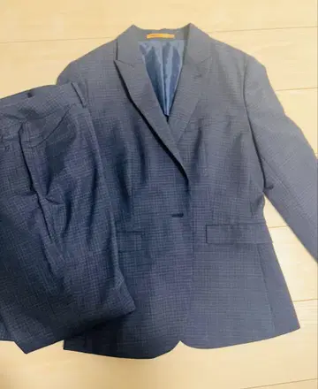 블루 계열 체크 무늬 비즈니스 정장 LL