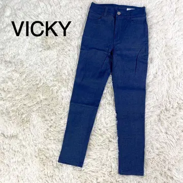 VICKY 블루칼라 슬림 캐주얼 팬츠