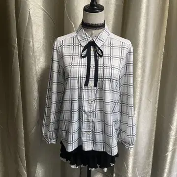 체크 무늬 셔츠 리본 레이스 페어리 그런지 히메로리