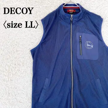 DECOY 데코이 네이비 로고 스탠드 카라 풀 집업 슬리브리스 베스트