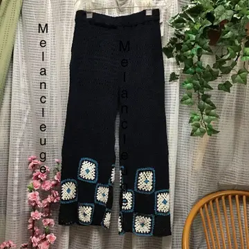 melan cleuge 손뜨개질 크로셰 모티브 팬츠 택 포함