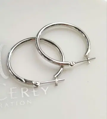 [ 고품질 ] K14WG 후프 귀걸이 2 x 25mm