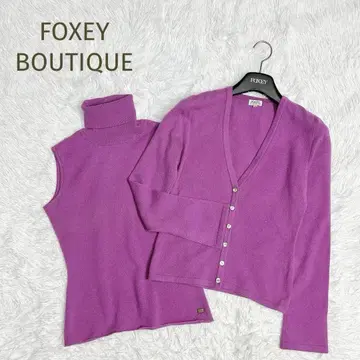 새상품급 FOXEY BOUTIQUE 캐시미어 100% 앙상블 핑크 38