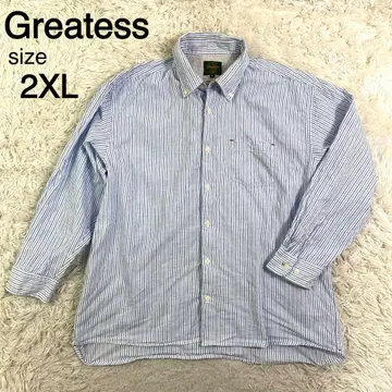 Greatess 블루칼라 스트라이프 패턴 버튼 다운 셔츠