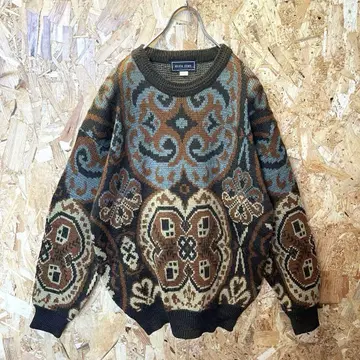 고급스러움 vintage 네이티브 무늬 페이즐리 무늬 민족 올 패턴 니트