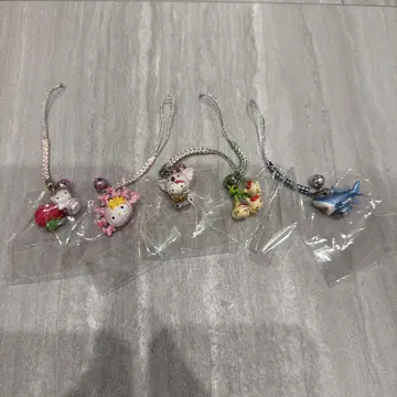 헤이세이 레트로 지역 한정판 헬로키티 스트랩 키링 5세트