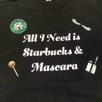 구하기 힘든 Starbucks & Mascara T셔츠 스타벅스 기업T