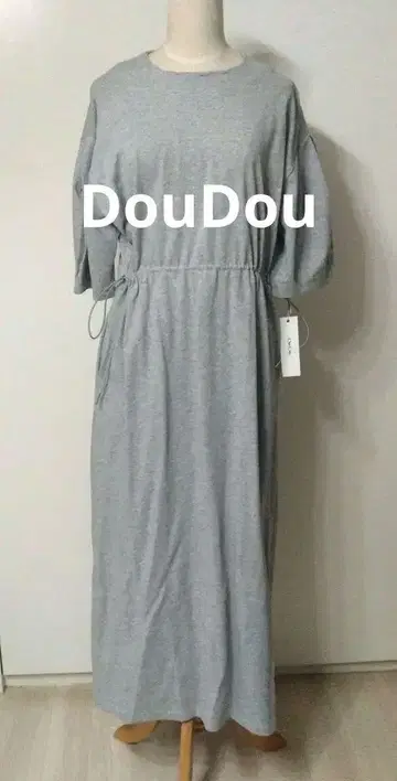 택 포함 새상품 DouDou 반팔 허리 쉐이프 원피스