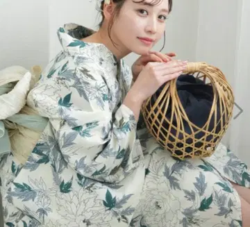 utatane 유카타 단품 미사용 여성용 꽃무늬 화이트